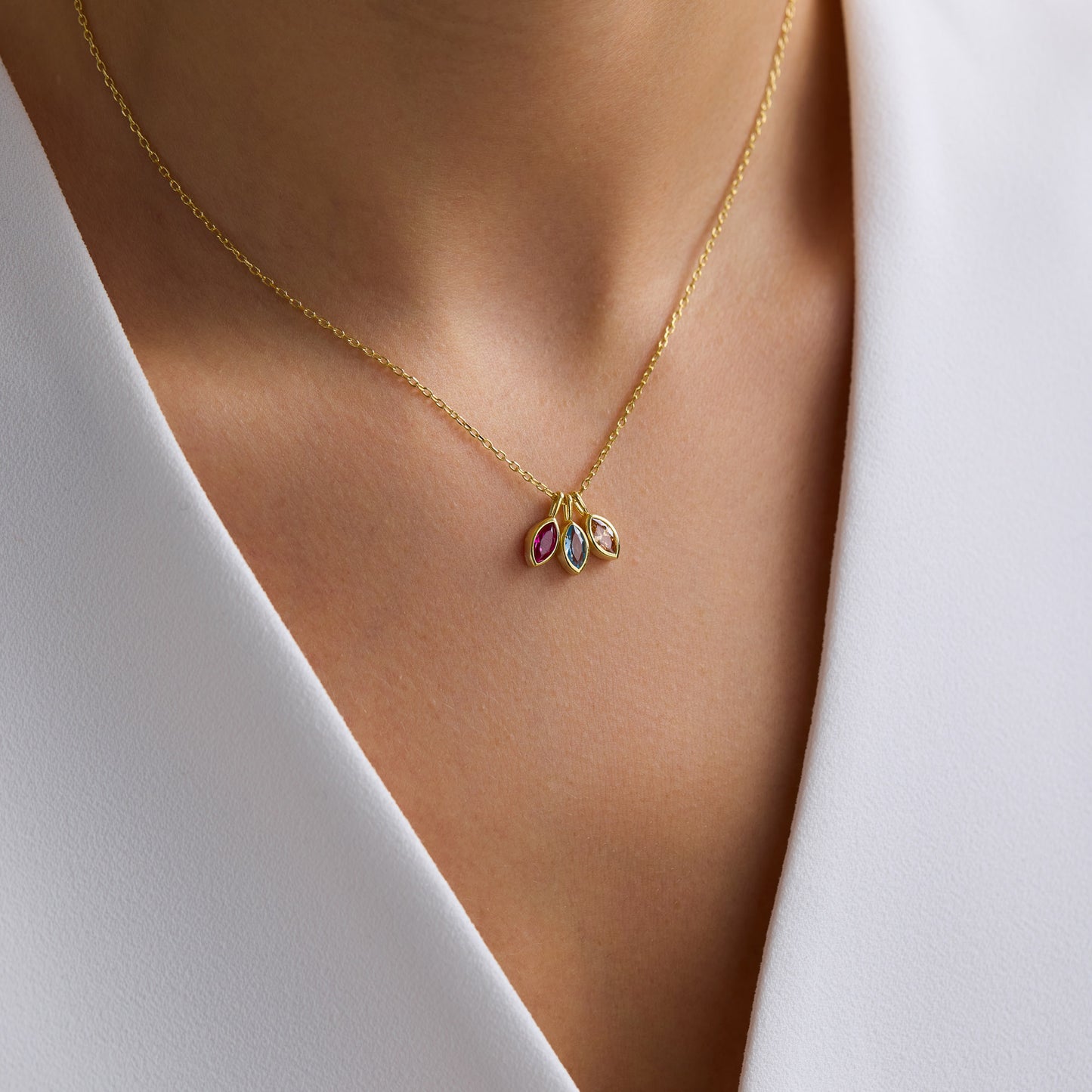 Floating Marquise Birthstone Necklace