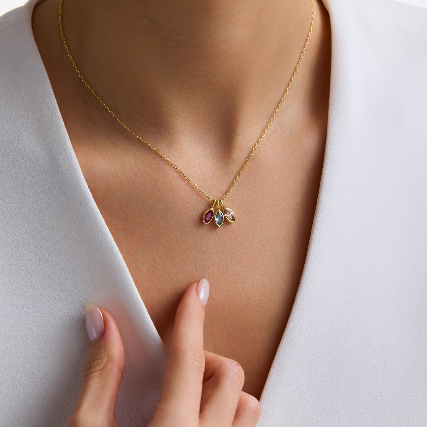 Floating Marquise Birthstone Necklace