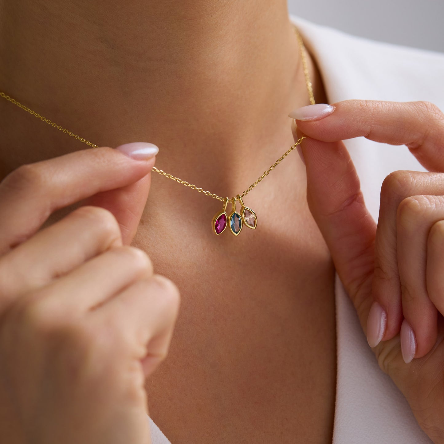 Floating Marquise Birthstone Necklace