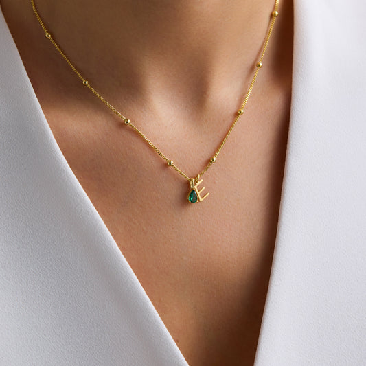 Initial & Birthstone Necklace