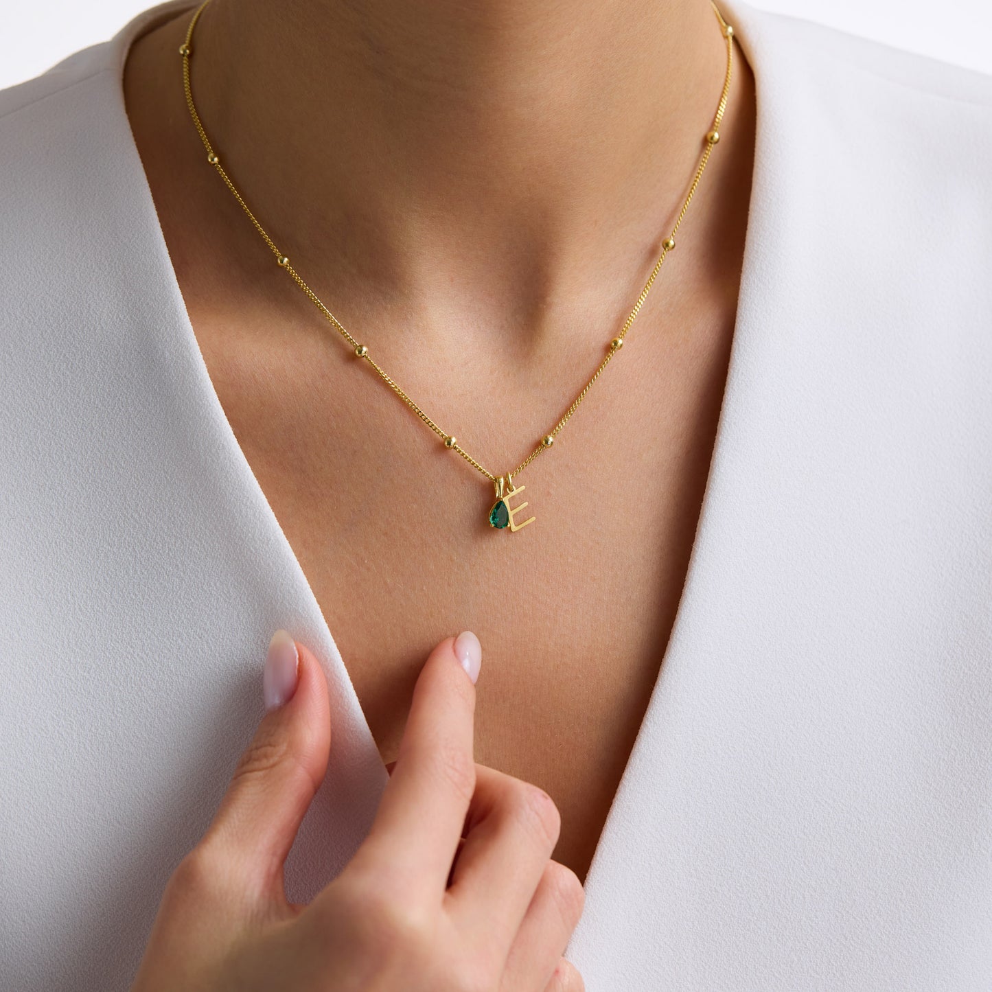 Initial & Birthstone Necklace