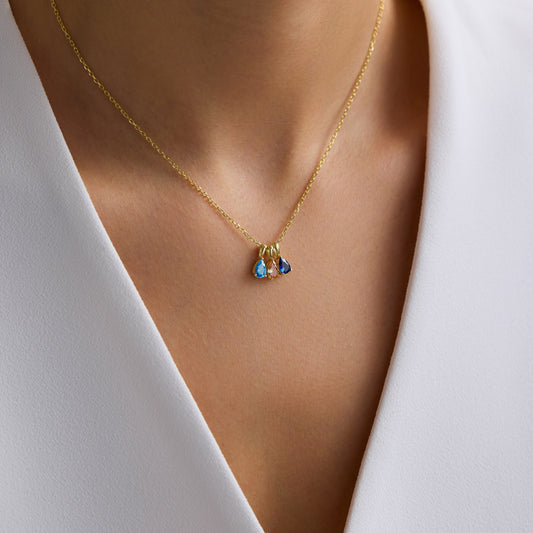 Floating Teardrop Birthstone Necklace