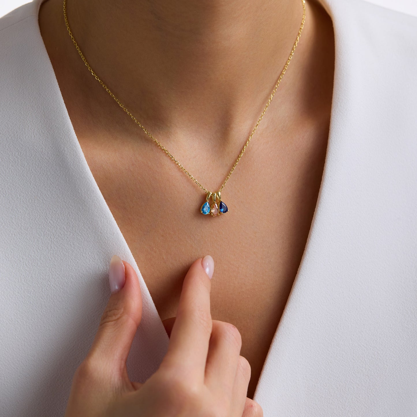 Floating Teardrop Birthstone Necklace