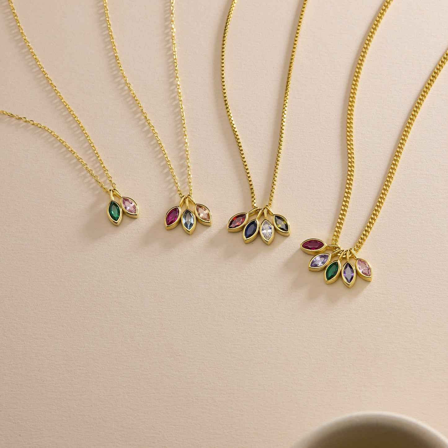 Floating Marquise Birthstone Necklace
