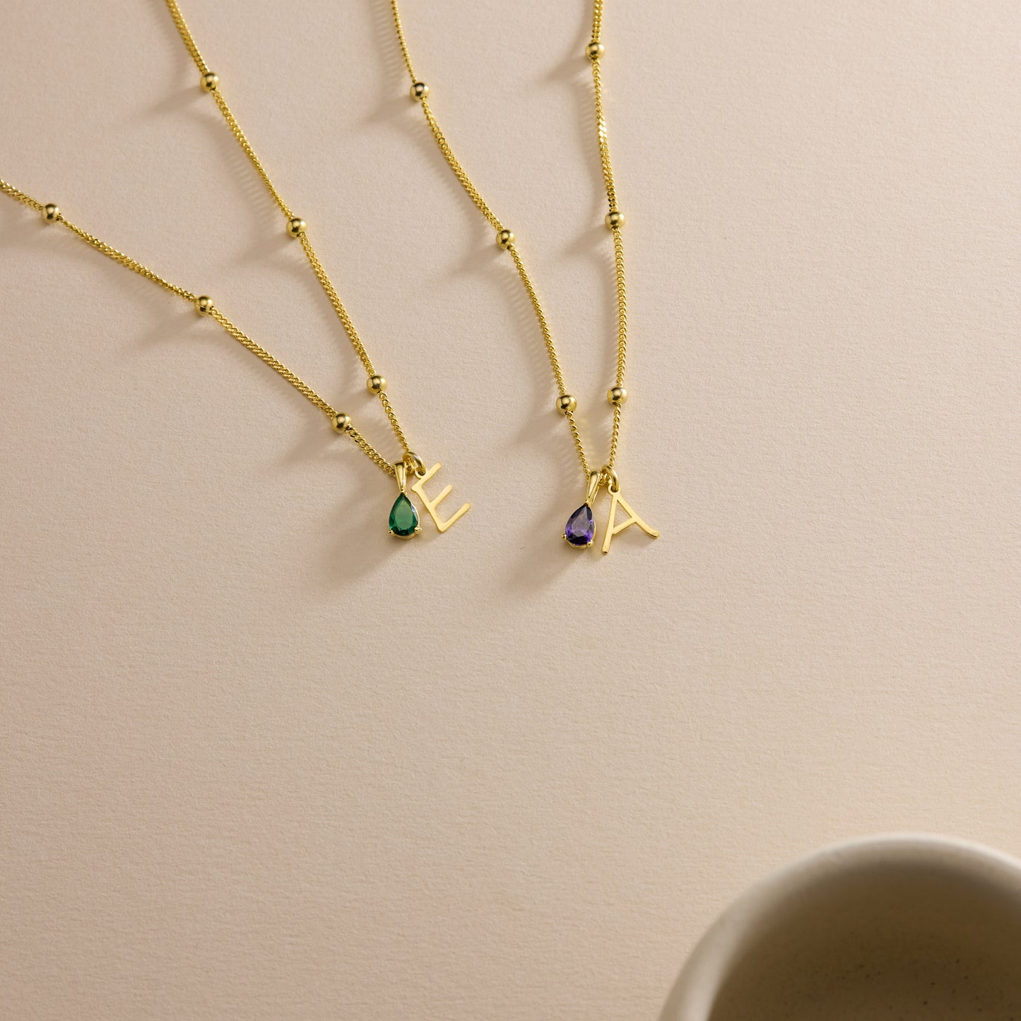 Initial & Birthstone Necklace