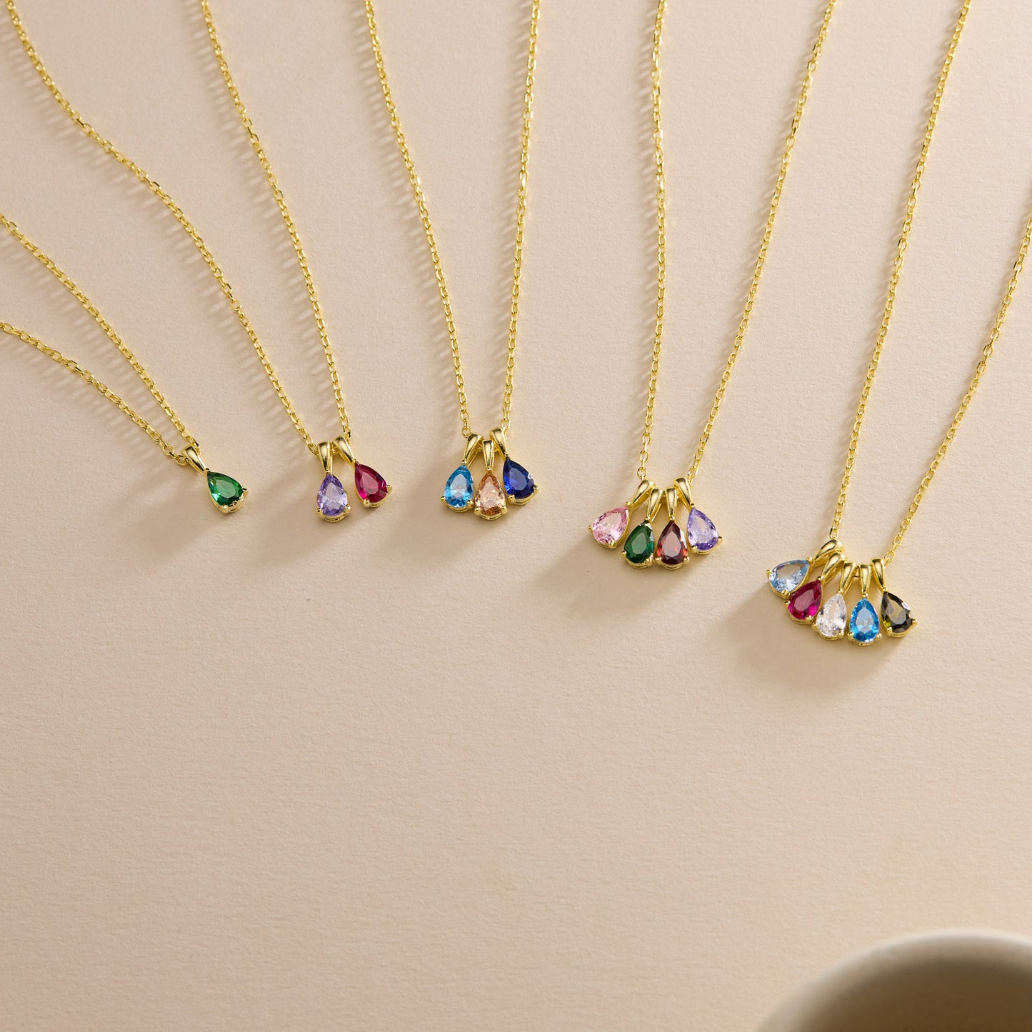 Floating Teardrop Birthstone Necklace