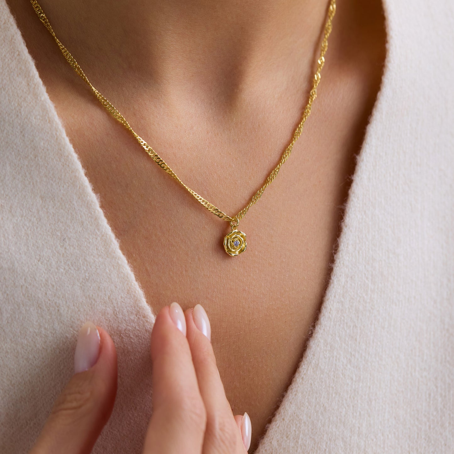 12 Flower Stone Necklace
