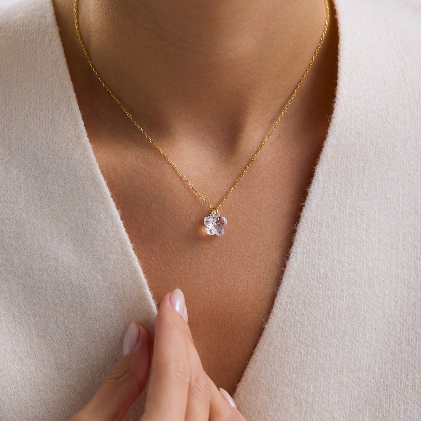 White Star & Drop Stone Necklace