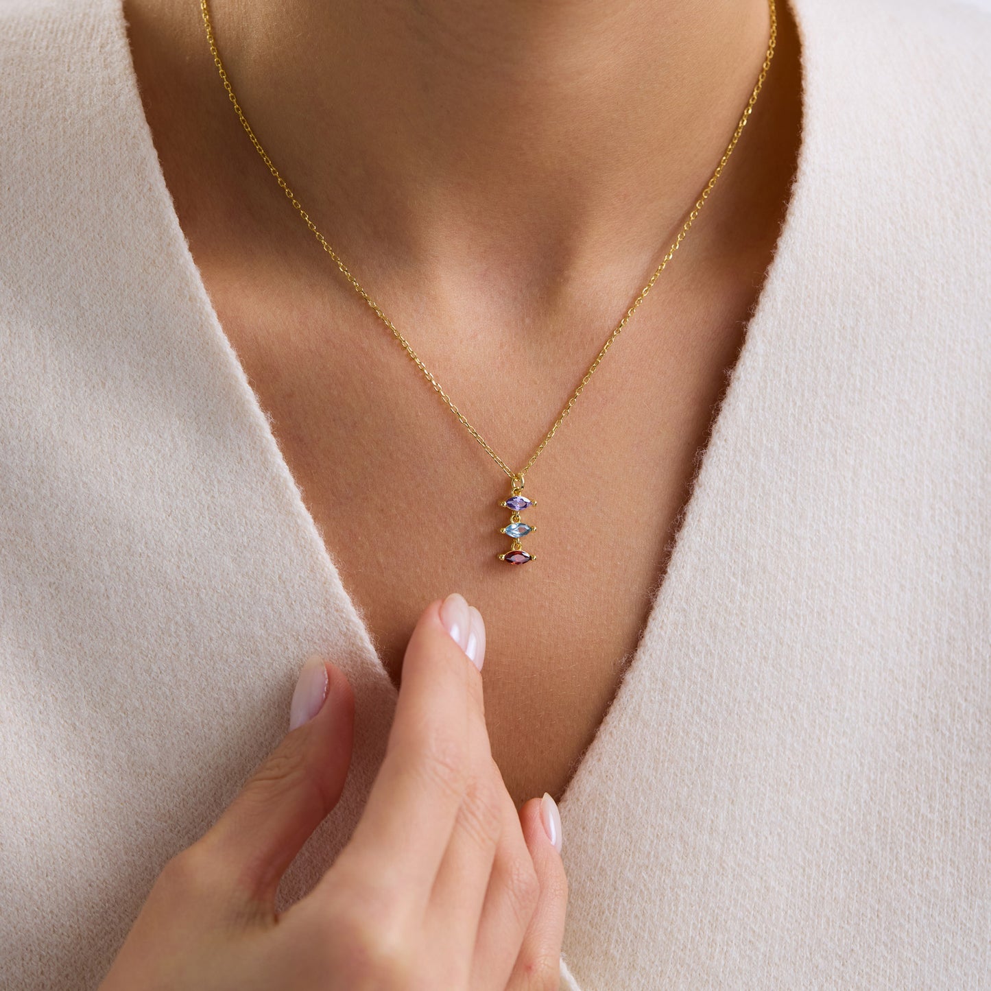 Marquise Stone Pendant Necklace