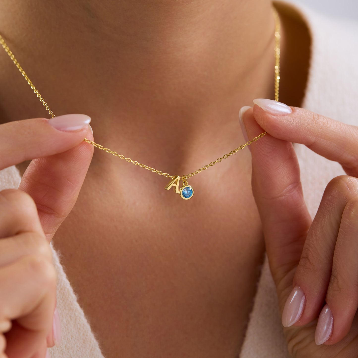 3D Letter & Stone Necklace