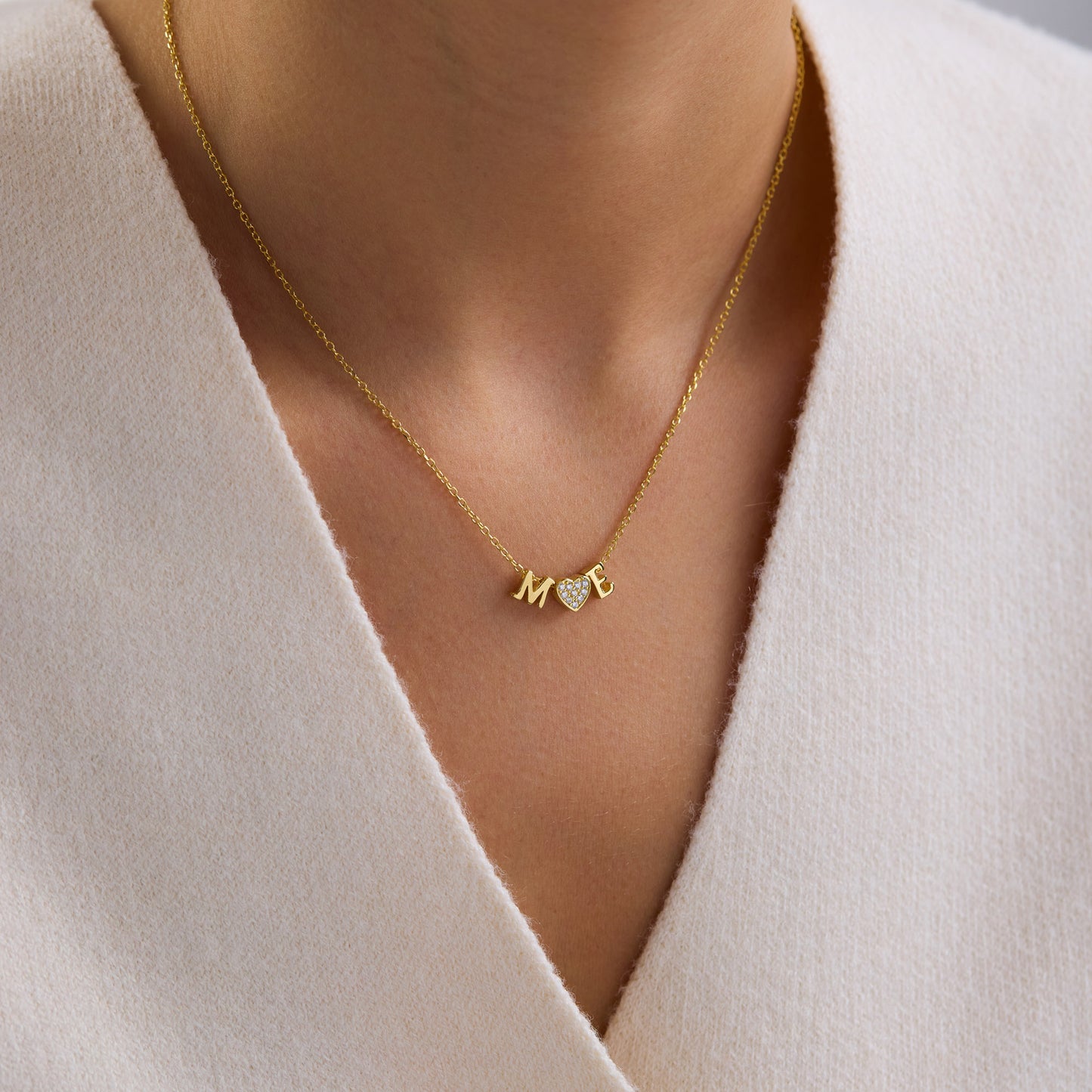 3D Heart & Letter Necklace