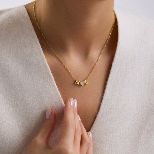 3D Heart & Letter Necklace