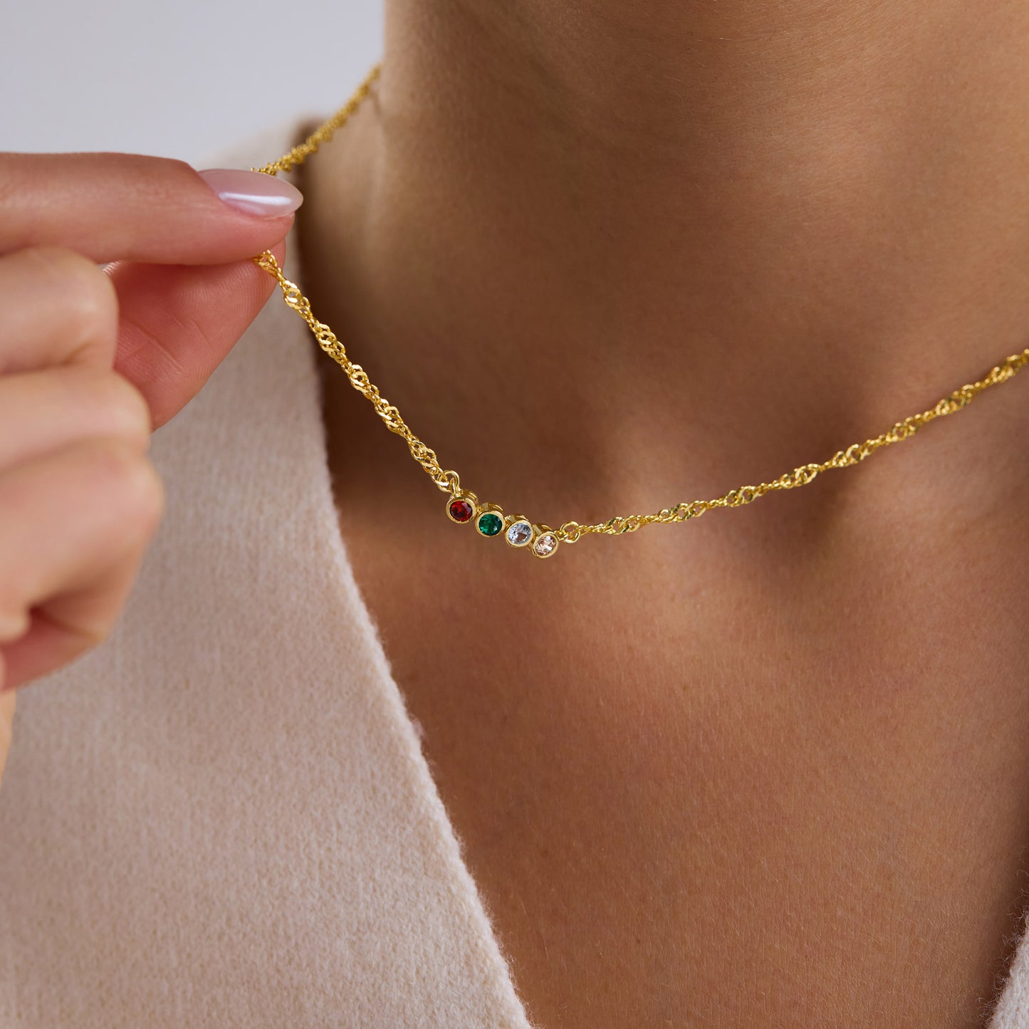 Round Birthstone Chain Bracelet