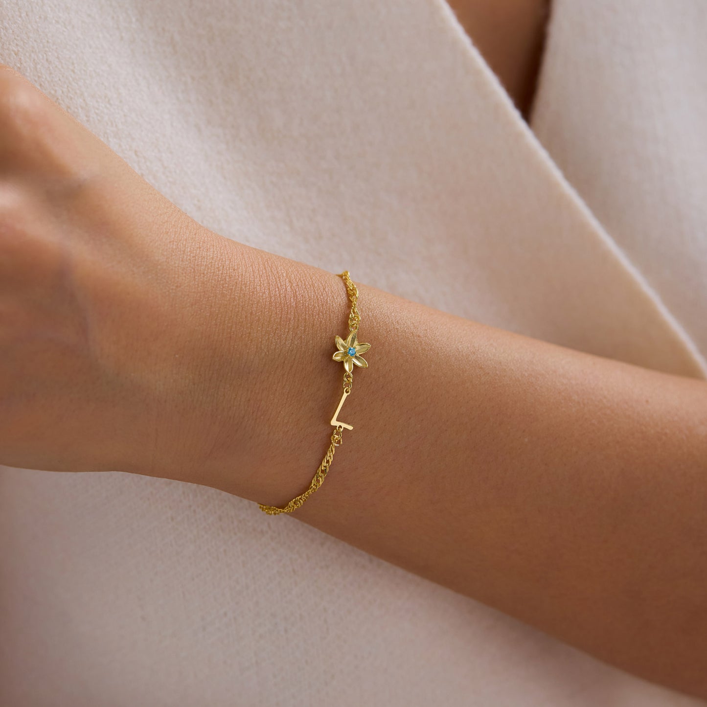 Letter & Flower Bracelet
