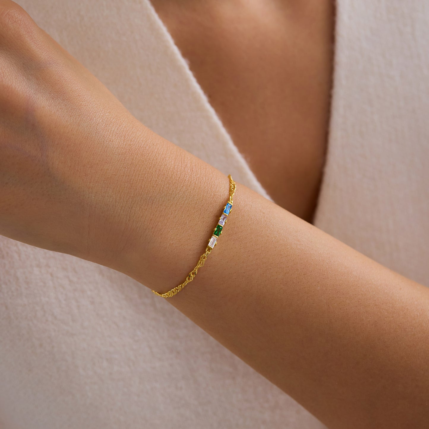 Baguette Birthstone Bracelet