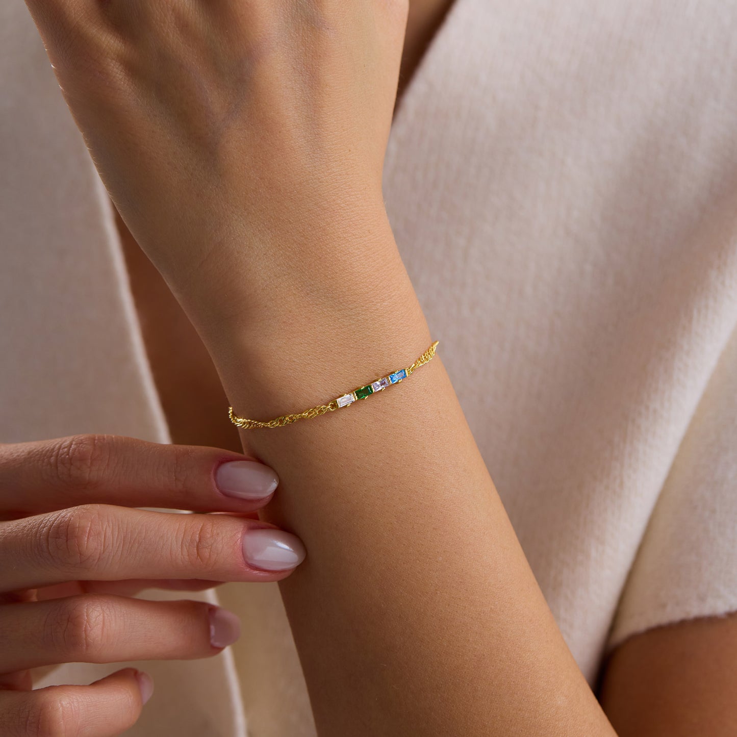 Baguette Birthstone Bracelet