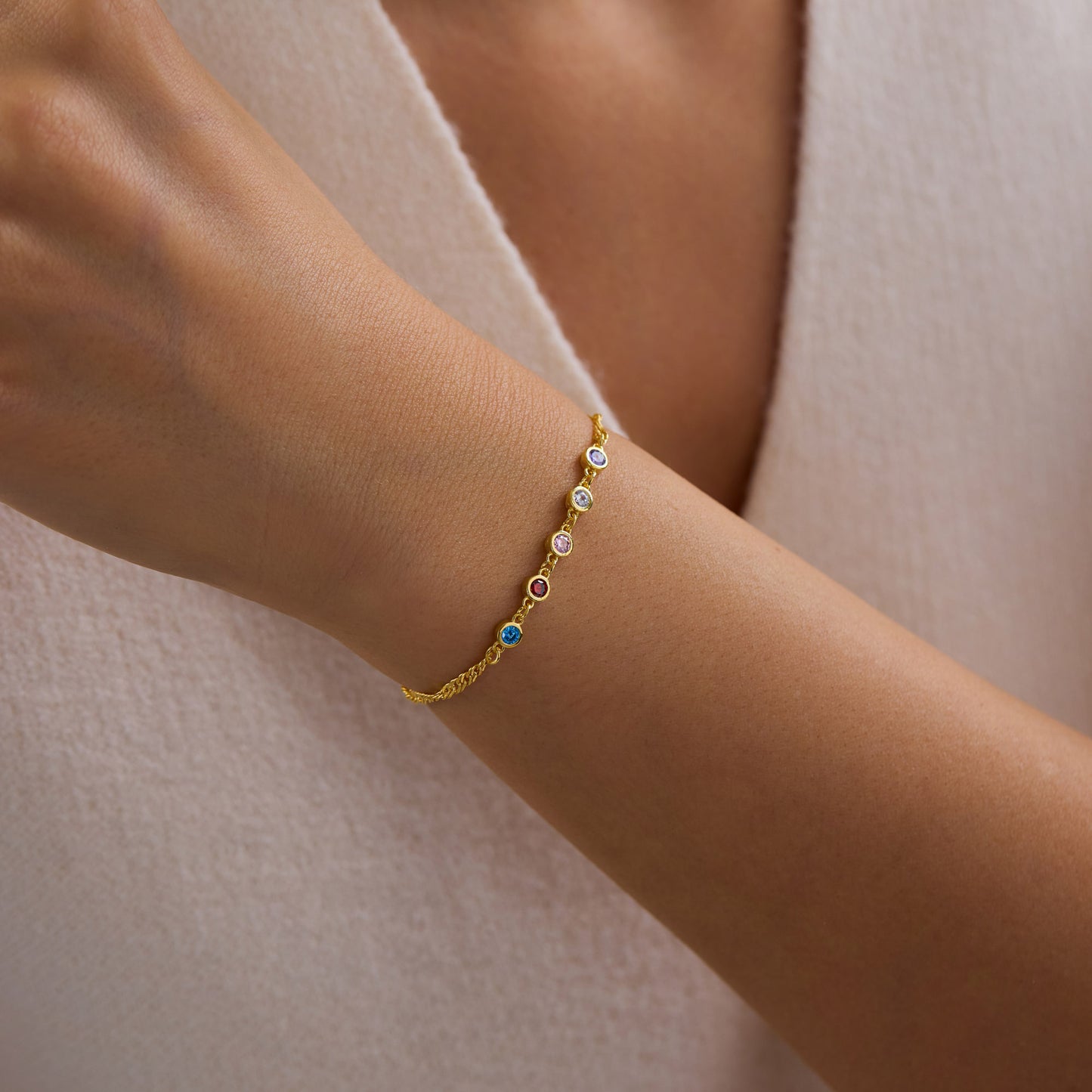 Round Stone Ring Birthstone Bracelet