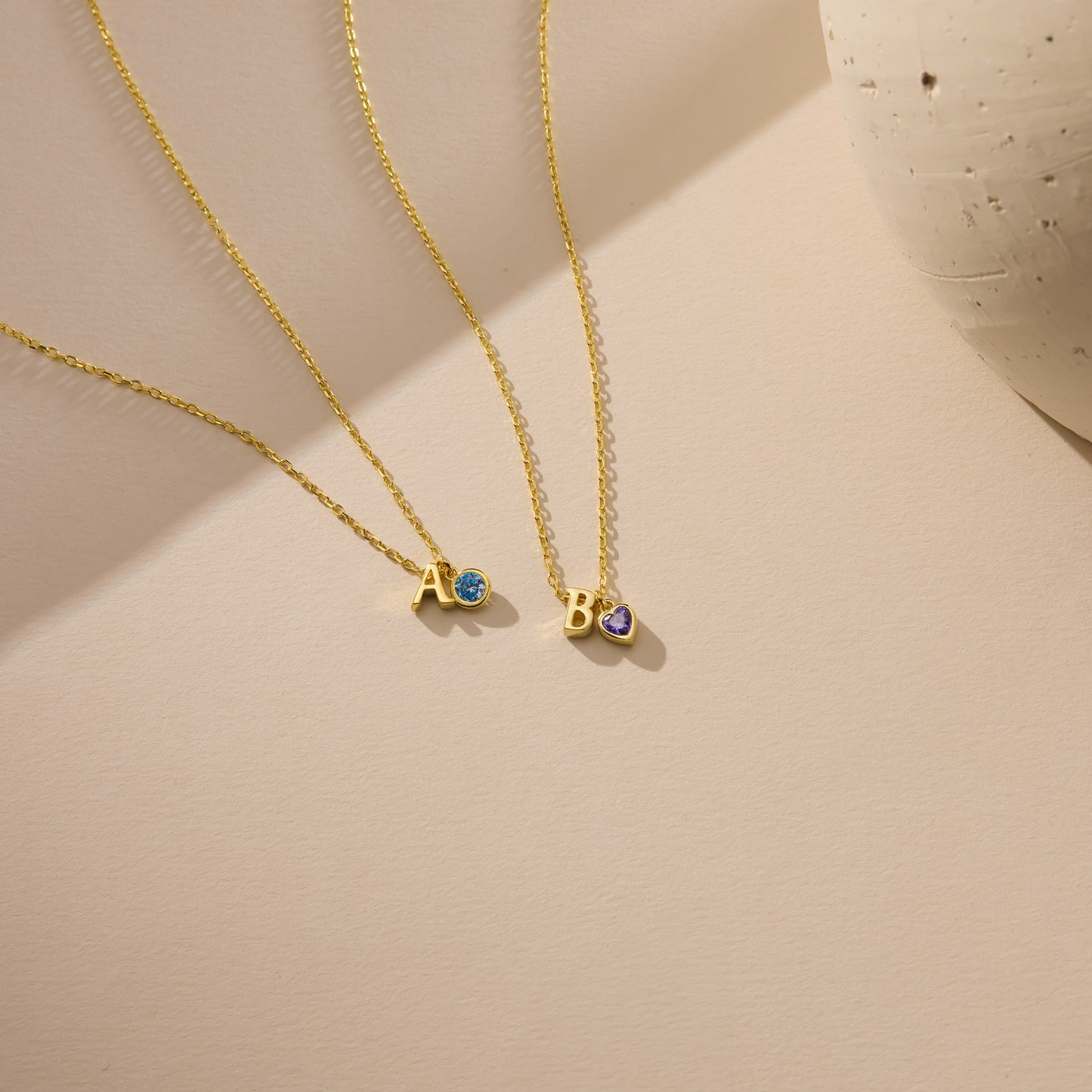 3D Letter & Stone Necklace