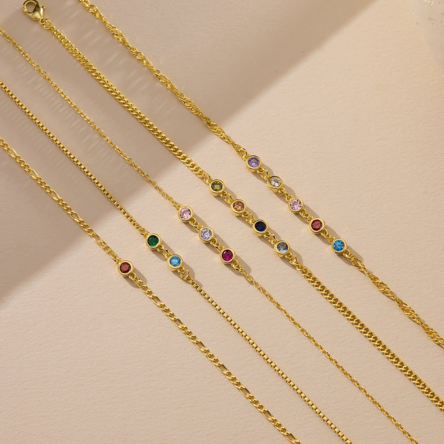 Round Stone Ring Birthstone Bracelet
